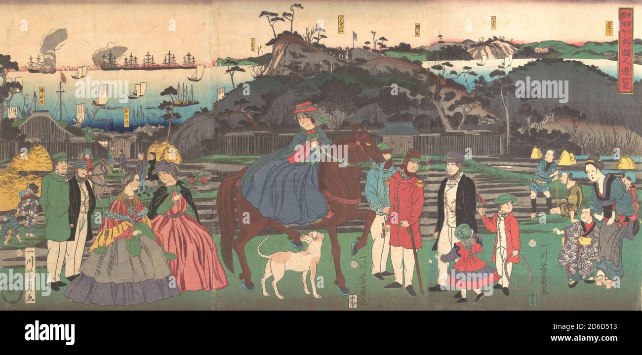 Ausländer Besuch der berühmten Stätte von Mt. Gongen in Kanagawa, 2. Monat, 1861. Stockfoto Ausländer Besuch der berühmten Stätte von Mt. Gongen in Kanagawa, 2. Monat, 1861. Stockfoto