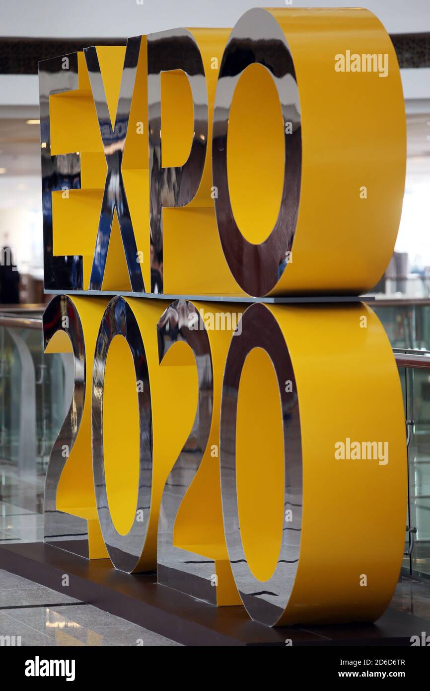 30.03.2019, Dubai, , Vereinigte Arabische Emirate - Werbedisplay für die Expo 2020. 00S190330D647CAROEX.JPG [MODELLVERSION: NICHT ZUTREFFEND, EIGENTUM RE Stockfoto