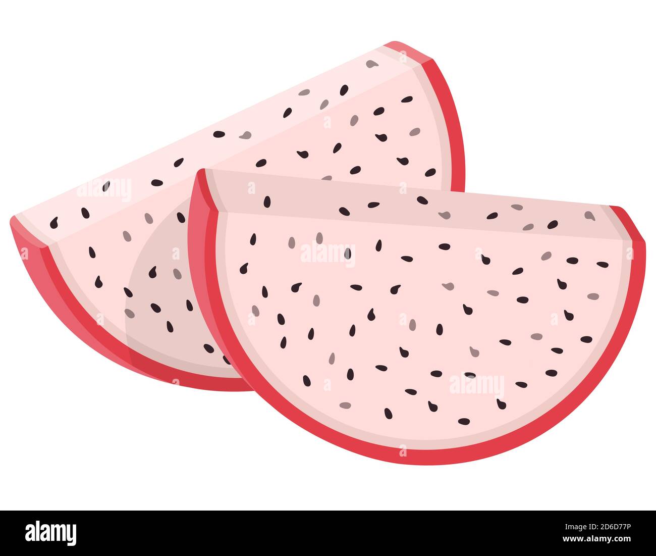 Scheiben Drachenfrucht. Pitaya im Cartoon-Stil. Stock Vektor