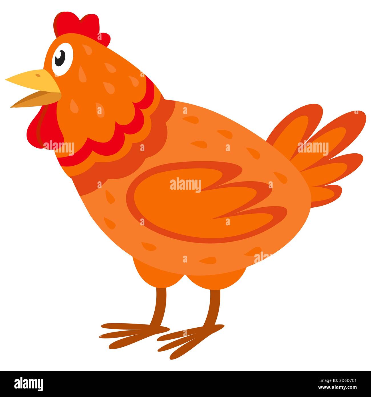 Seitenansicht der Henne. Bauernhof Tier im Cartoon-Stil. Stock Vektor