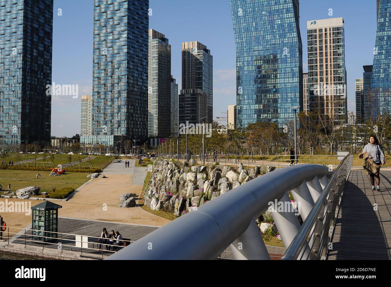 01.05.2013, Seoul, Incheon, Südkorea - City view of New Songdo City with Central Park and the international Business District with modern residenti Stockfoto