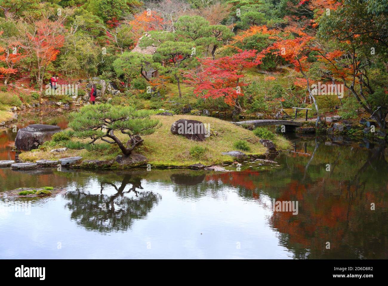 Traditionelle japanische Garten im Herbst - Isuien Garten von Nara, Japan. Herbst Laub. Stockfoto