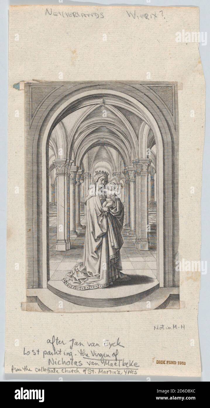 Jungfrau und Kind in einer Kirche, auch bekannt als die Van Maelbeke Jungfrau, 1575-1585. Stockfoto