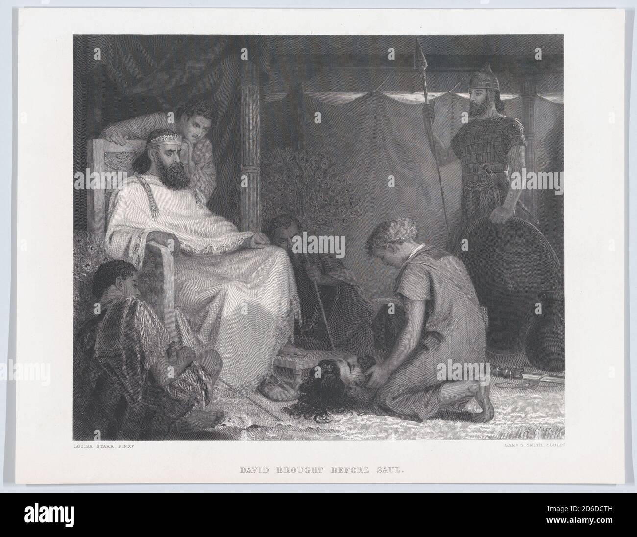 David brachte vor Saul, aus "The Art Journal", gegenüber S. 100, April 1871. [David überreicht König Saul das Haupt Goliaths]. Stockfoto