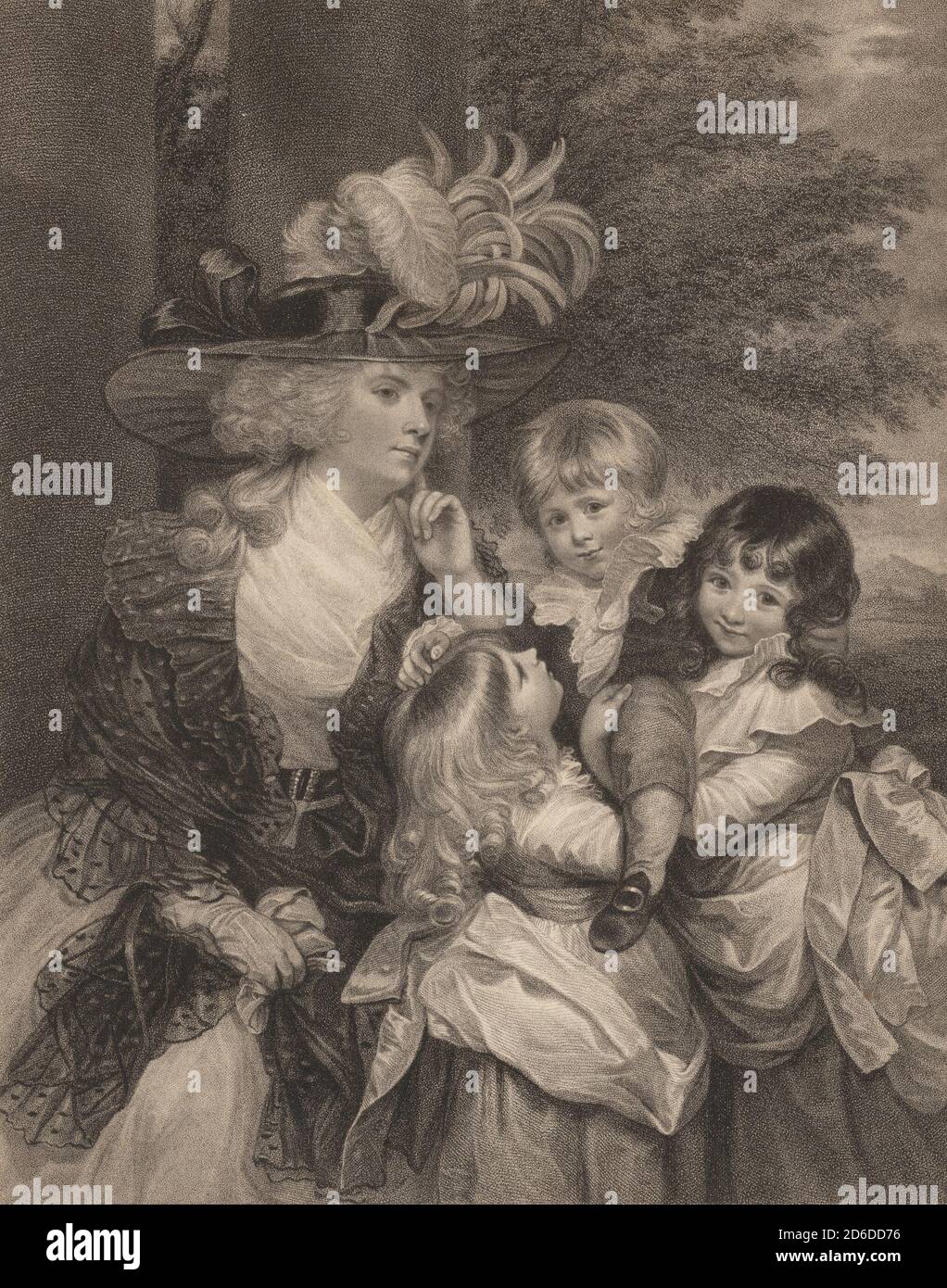 Lady Smith und ihre Kinder, 15. März 1789. [Charlotte Smith, ihr Sohn George Henry und die Töchter Louisa und Charlotte]. Stockfoto