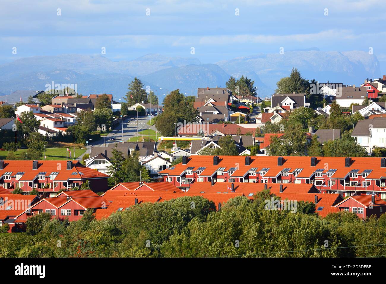 Stavanger, Norwegen. Lokale Wohngegend von Vardeneset. Stockfoto