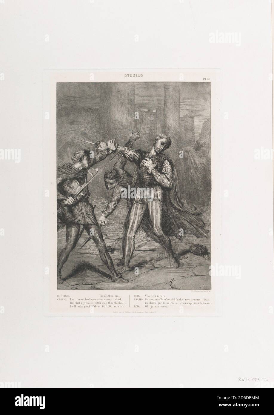 Bösewicht, Thou diest: Platte 10 aus Othello (Akt 5, Szene 1), geätzt 1844, abgedruckt 1900. Stockfoto