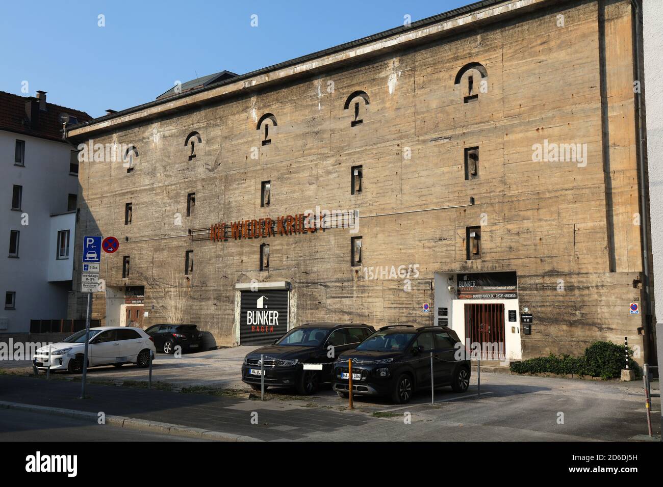 HAGEN, DEUTSCHLAND - 16. SEPTEMBER 2020: Ehemaliger Kriegsbunker in der Innenstadt von Hagen, Deutschland. Derzeit als Museum umgewidmet. Stockfoto