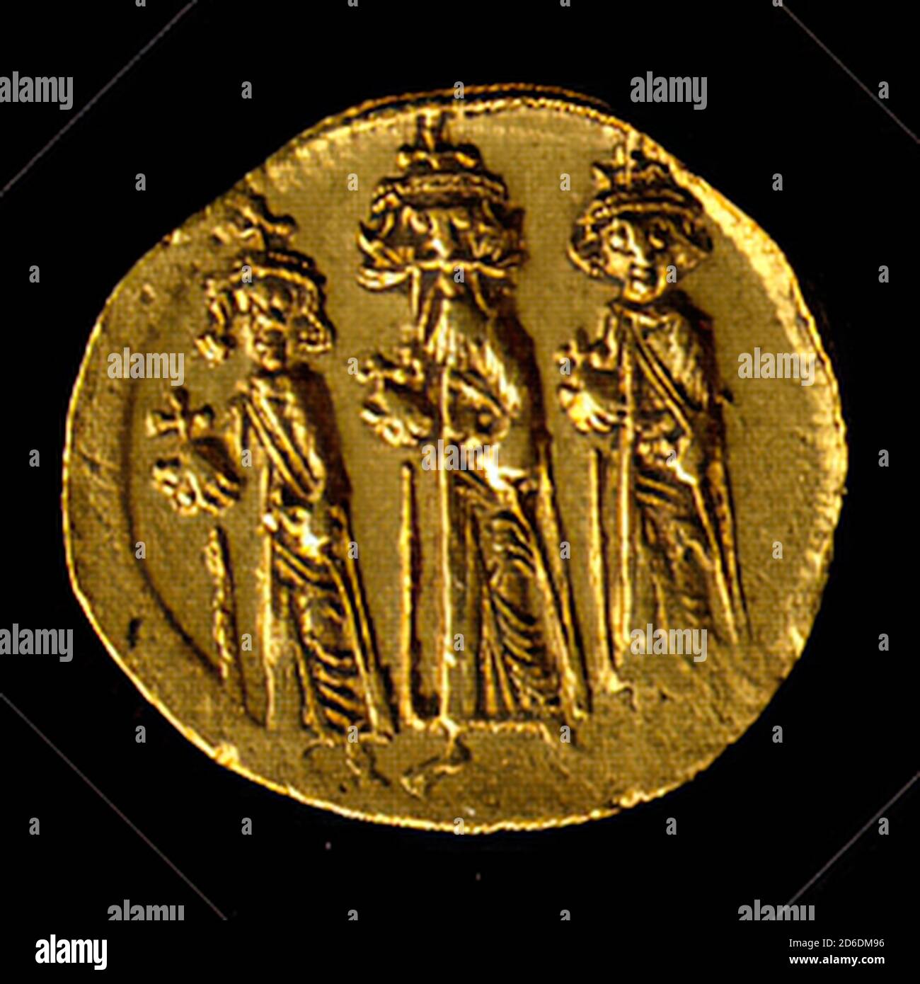 Solidus von Heraclius, Heraclius Constantine, und Heraclonas, Byzantine, 638-641. Stockfoto