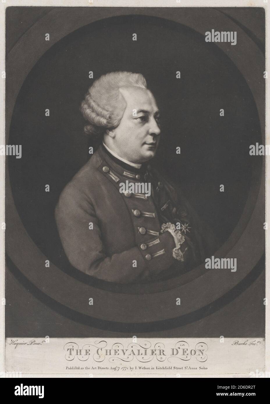 Chevalier d'Eon, 1771. Stockfoto