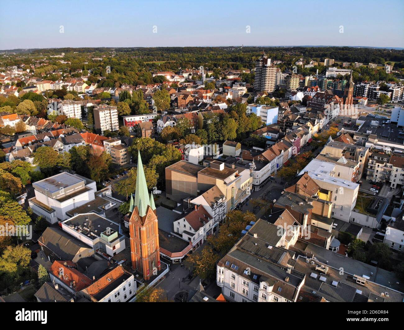 Herne Stadt, Deutschland. Luftaufnahme, Stadtarchitektur. Stockfoto