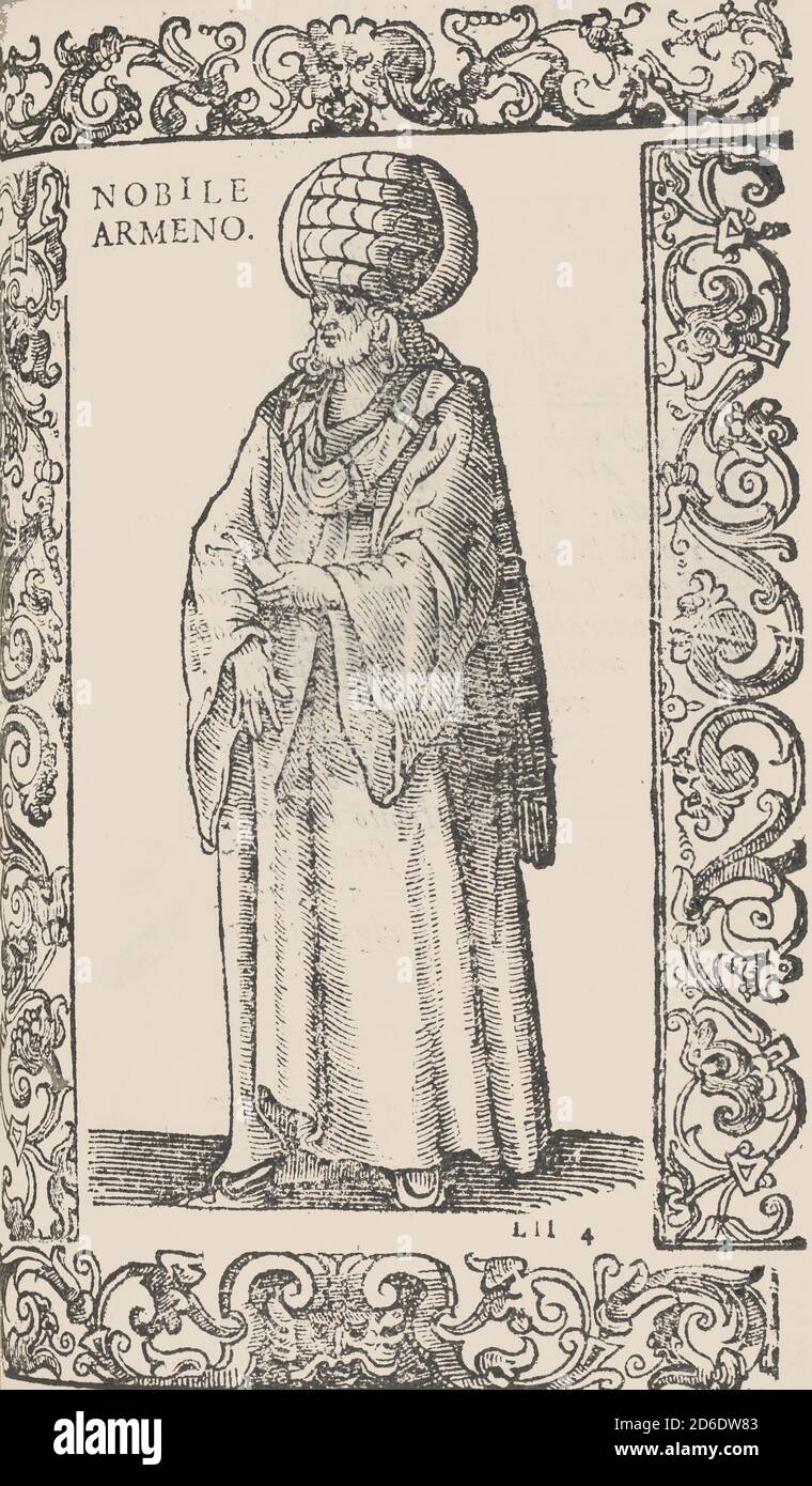 De gli habiti Antichi et moderni di diversi parti del mondo, libri due ..., 1590. [Nobile Armeno - armenischer Adliger]. Stockfoto