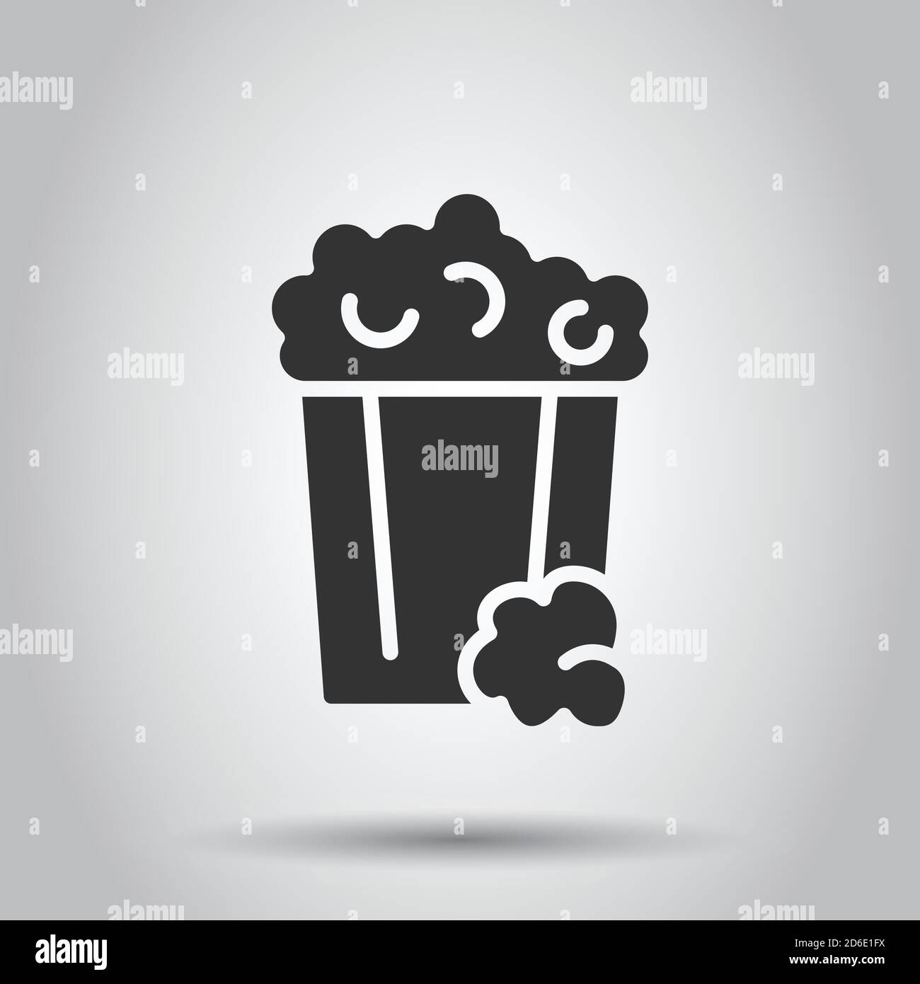 Filmsymbol in flacher Ausführung. Popcorn-Vektorgrafiken auf weißem isoliertem Hintergrund. Geschäftskonzept: Popcorn Bucket. Stock Vektor