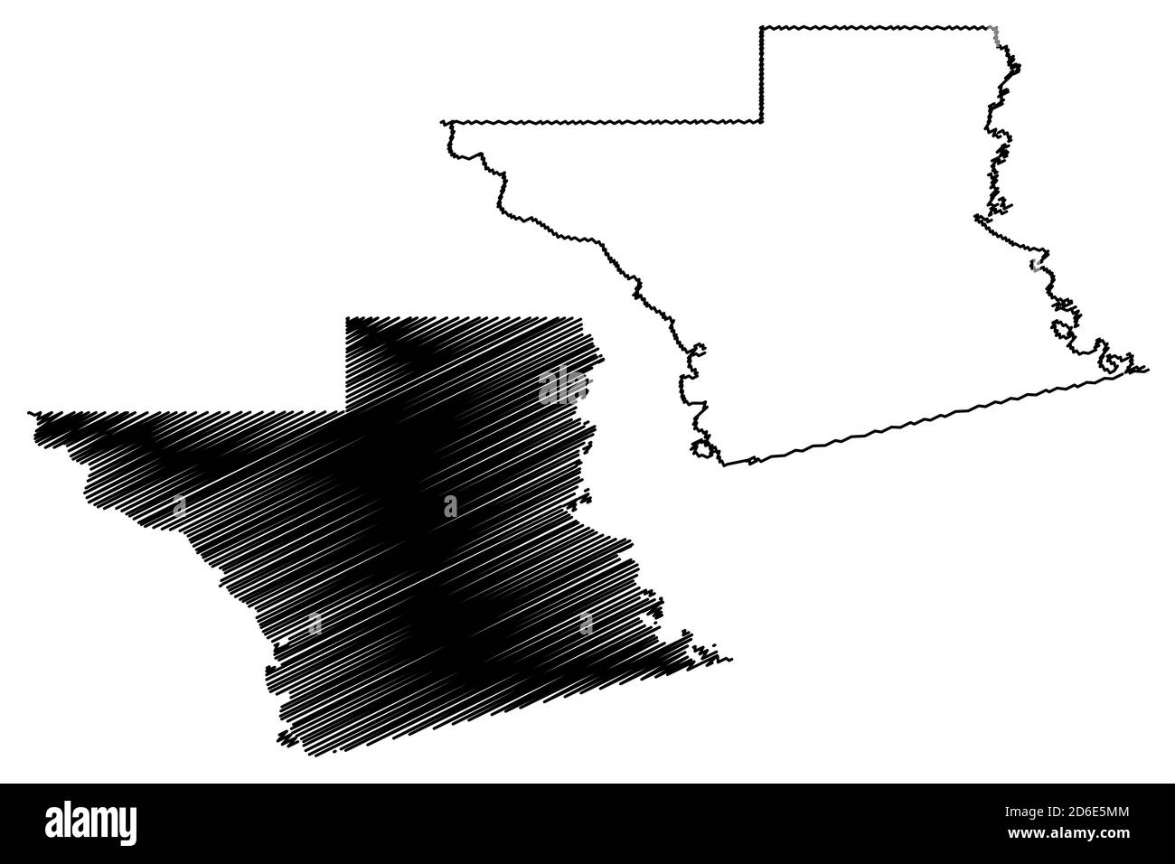 Grant County, Louisiana (US-County, Vereinigte Staaten von Amerika, USA, USA, US) Karte Vektor Illustration, scribble Skizze Grant Parish Karte Stock Vektor