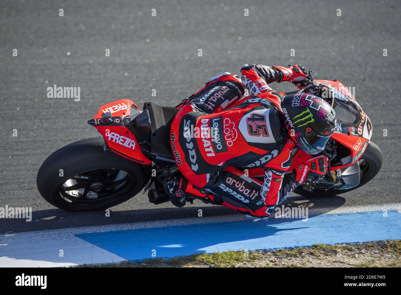 Estoril, Portugal, Italien. 16. Okt 2020. estoril, portugal, Italien, 16 Okt 2020, NÃ‚Â 45 Scott Redding GBR Ducati Panigale V4R ARUBA.IT Racing - Ducati während der 8. Runde Pirelli Estoril Runde 2020 - freies Training - World Superbike - SBK - Credit: LM/Otto Moretti Credit: Otto Moretti/LPS/ZUMA Wire/Alamy Live News Stockfoto