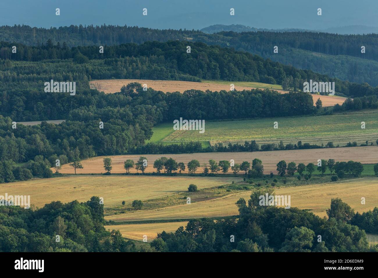 Europa, Polen, Niedermösien, Blick von Ostrzyca/Spitzberg - erloschener Vulkan Stockfoto