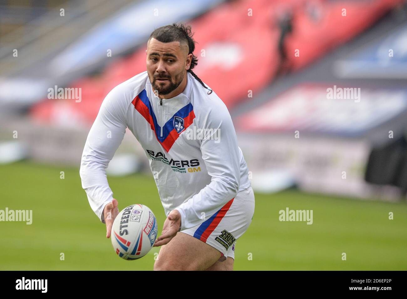 Wakefield Trinity's David Fifita Warm Up Stockfoto