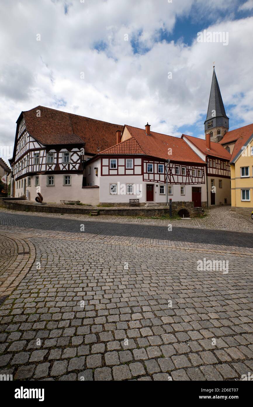 Historische, denkmalgeschützte Altstadt von Münnerstadt, Unterfranken, Bayern, Deutschland Stockfoto