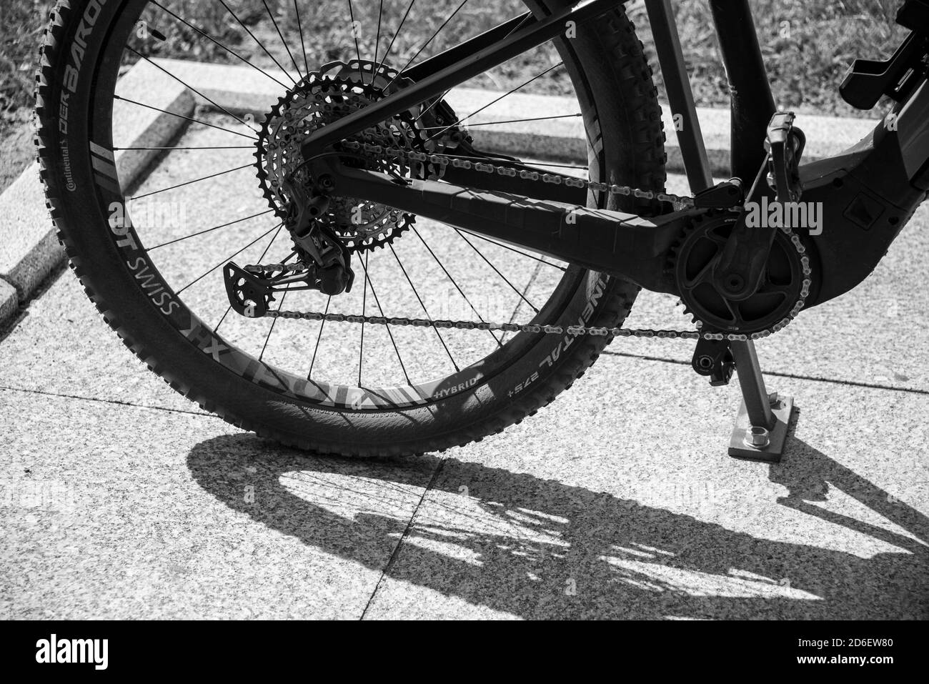 Fahrrad Hinterrad, Zahnräder, Pedale Stockfoto