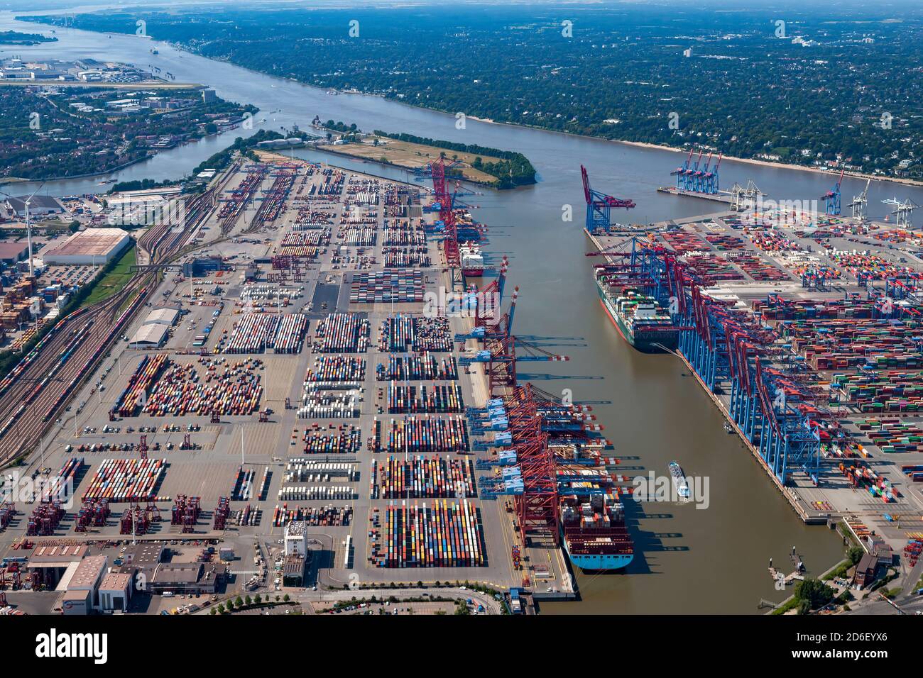 Containerhafen, Luftaufnahme, Hamburg, Deutschland Stockfoto
