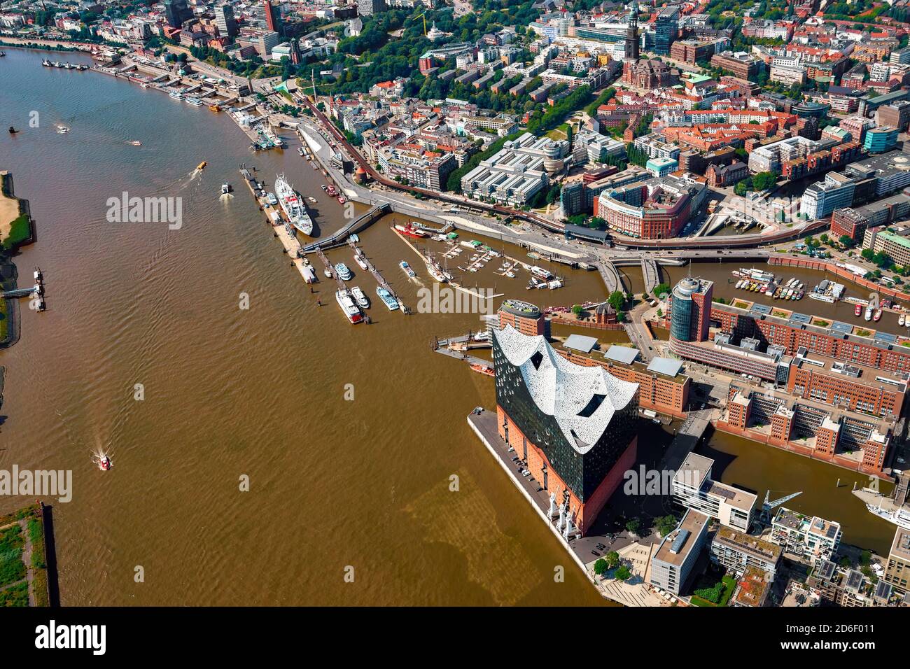 Elbphilharmonie und HafenCity von oben, Hamburg, Deutschland Stockfoto