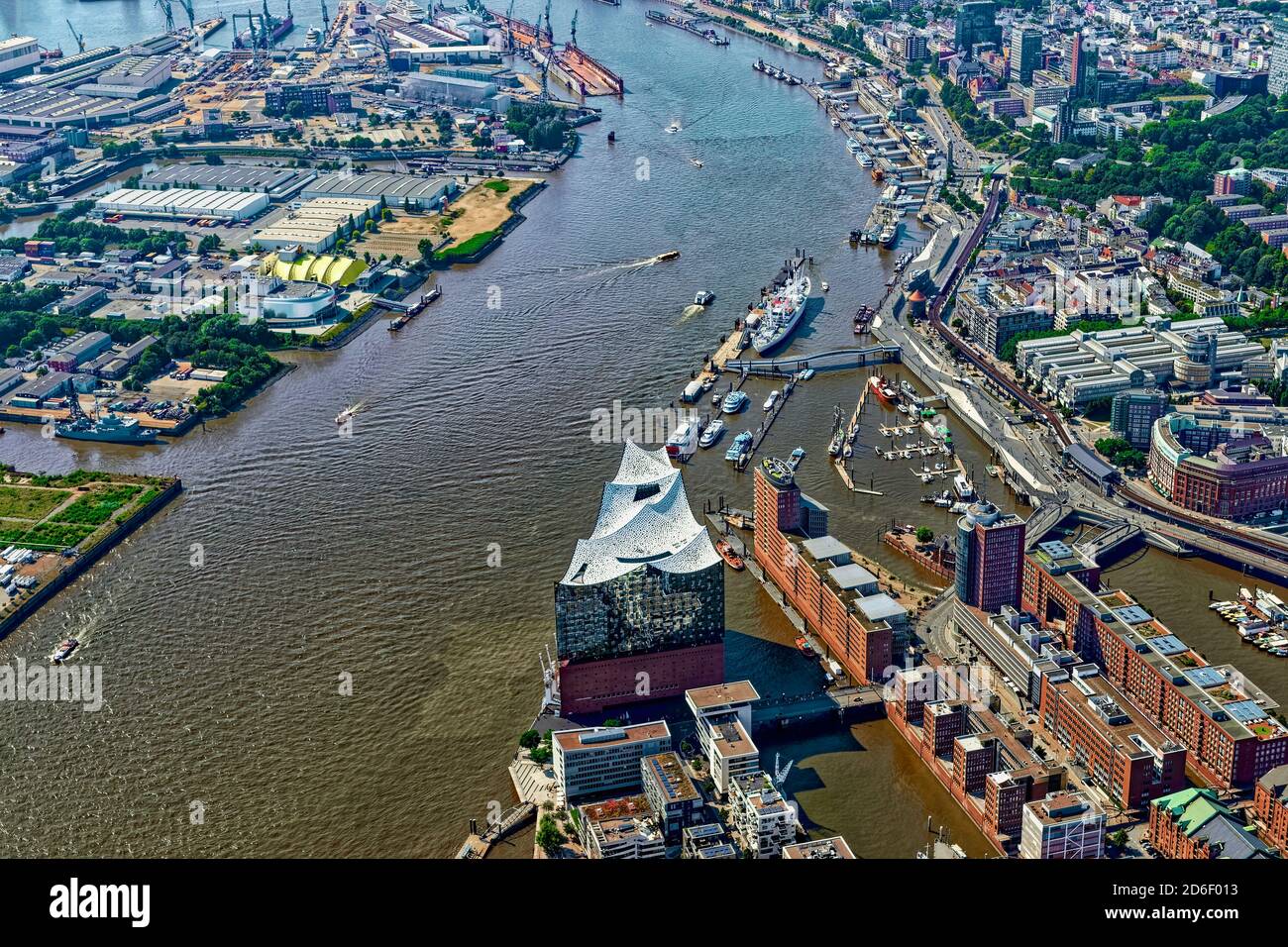 Elbphilharmonie und HafenCity von oben, Hamburg, Deutschland Stockfoto