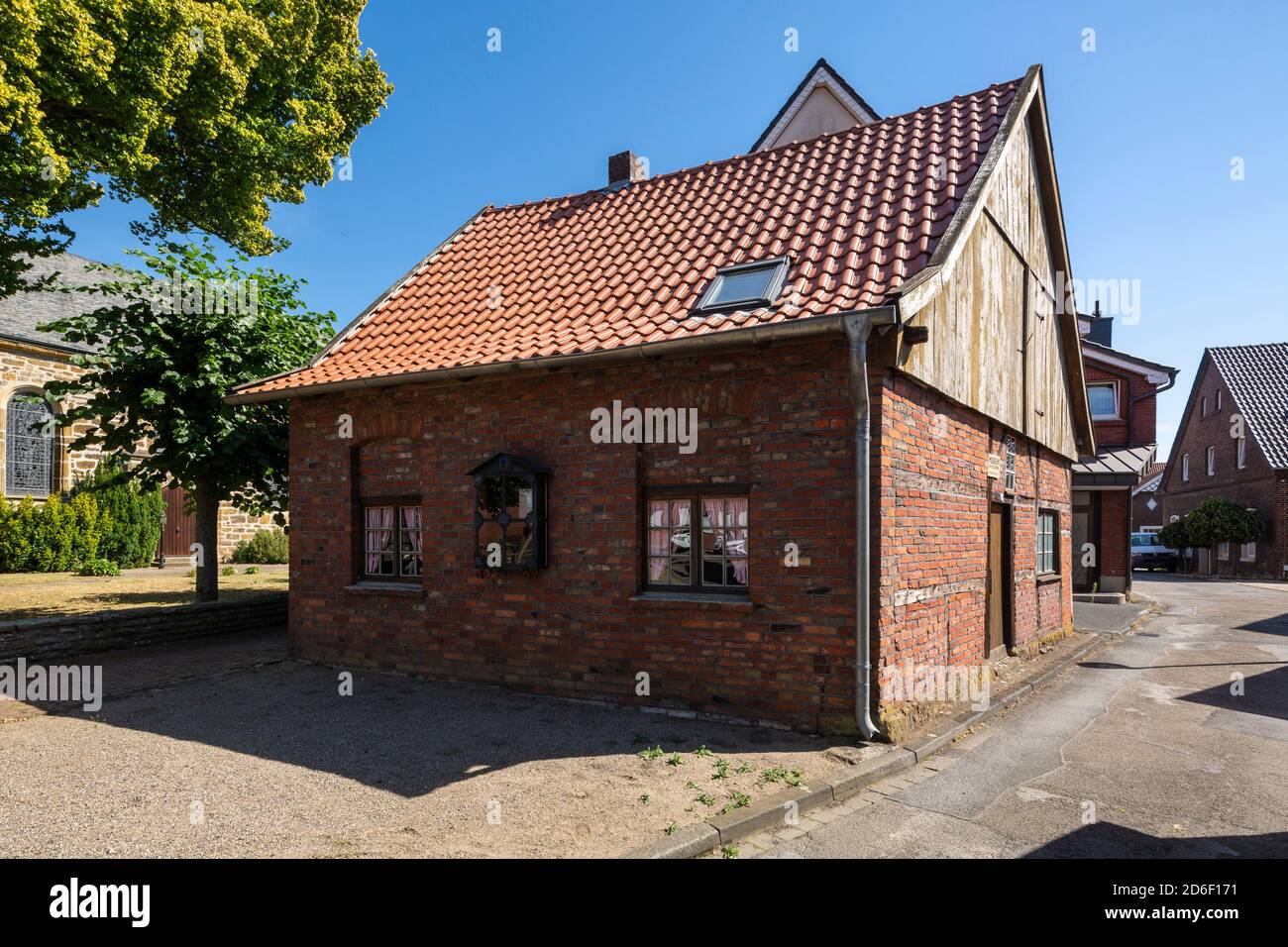 Deutschland, Dorsten-Rhade, Lippe, Ruhrgebiet, Naturpark hohe Mark Westmünsterland, Münsterland, Westfalen, Nordrhein-Westfalen, Museum Haus Soggeberg, Fachwerkhaus, ehemals Koetterhaus und Wohnhaus, Deutschland, Dorsten *** Ortsüberschrift ** * Stockfoto