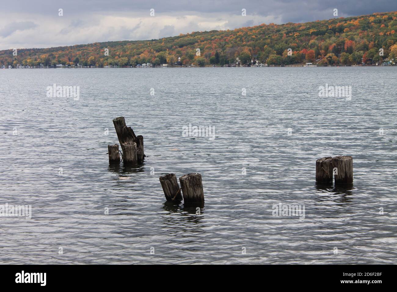 Bild der Fingerseen an einem bewölkten Tag. Stockfoto