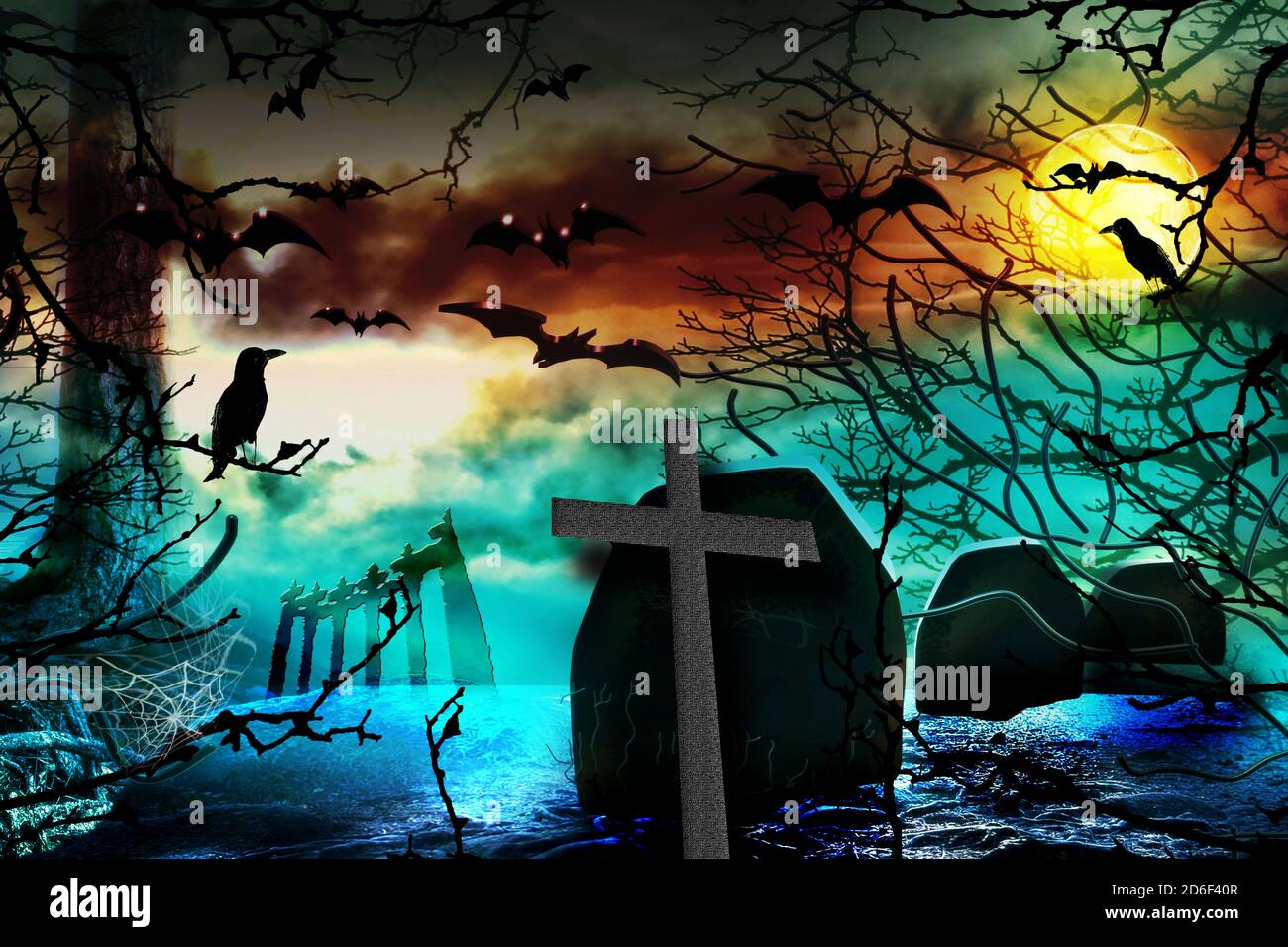 Halloween-Nacht-Szene Stockfoto