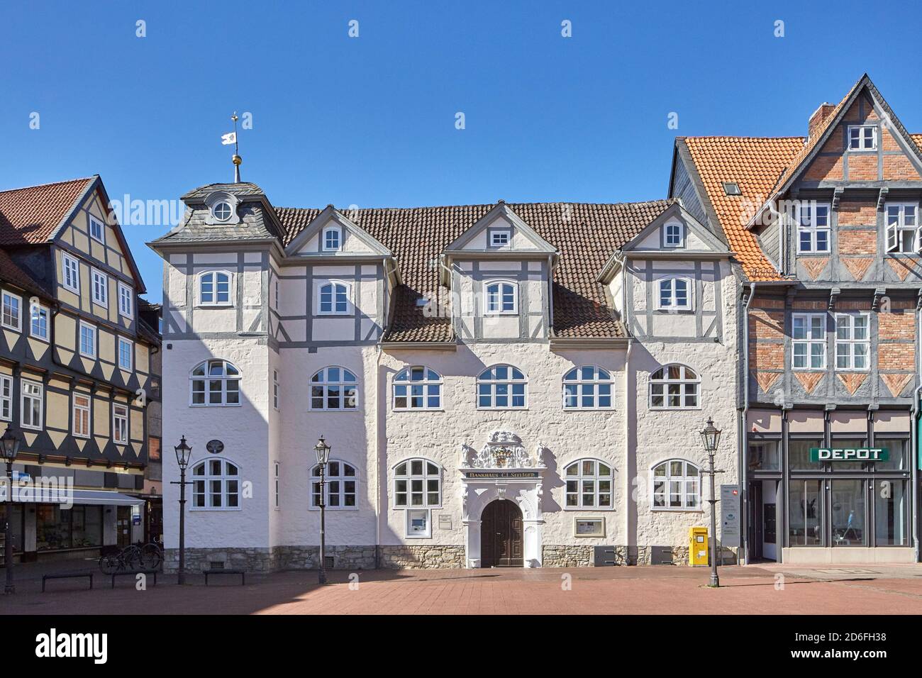 Deutschland, Niedersachsen, Wolfenbüttel, Stadthaus aus dem 16. Jahrhundert, Bankhaus Seeliger Stockfoto