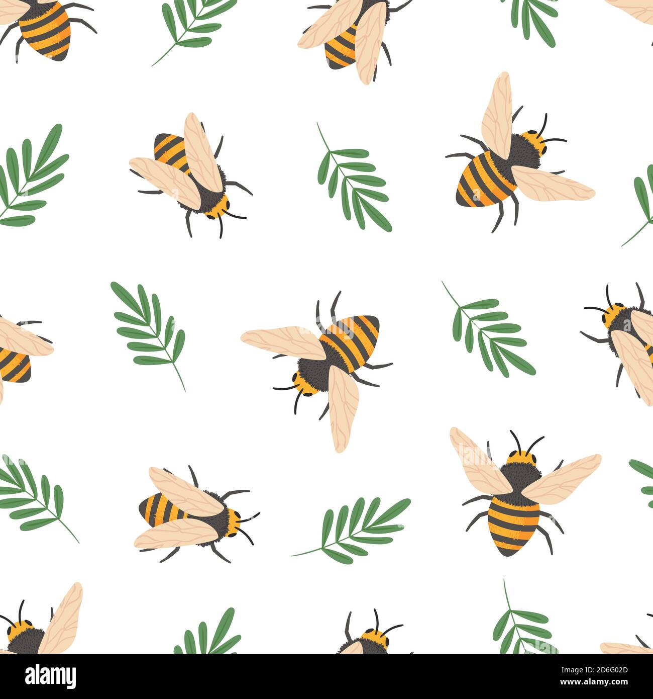 Bienenmuster. Nette fliegende Bienen Insekten Kinder Tapete oder Honig Geschenkpapier nahtlose Vektor Doodle Textur Stock Vektor