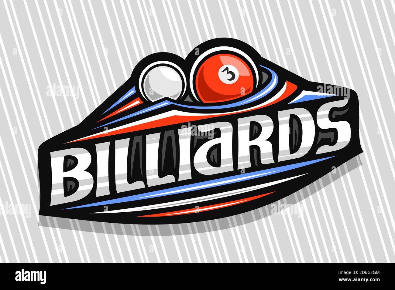 Vektor-Logo für Billard Sport, dunkel modernes Emblem mit Darstellung ...