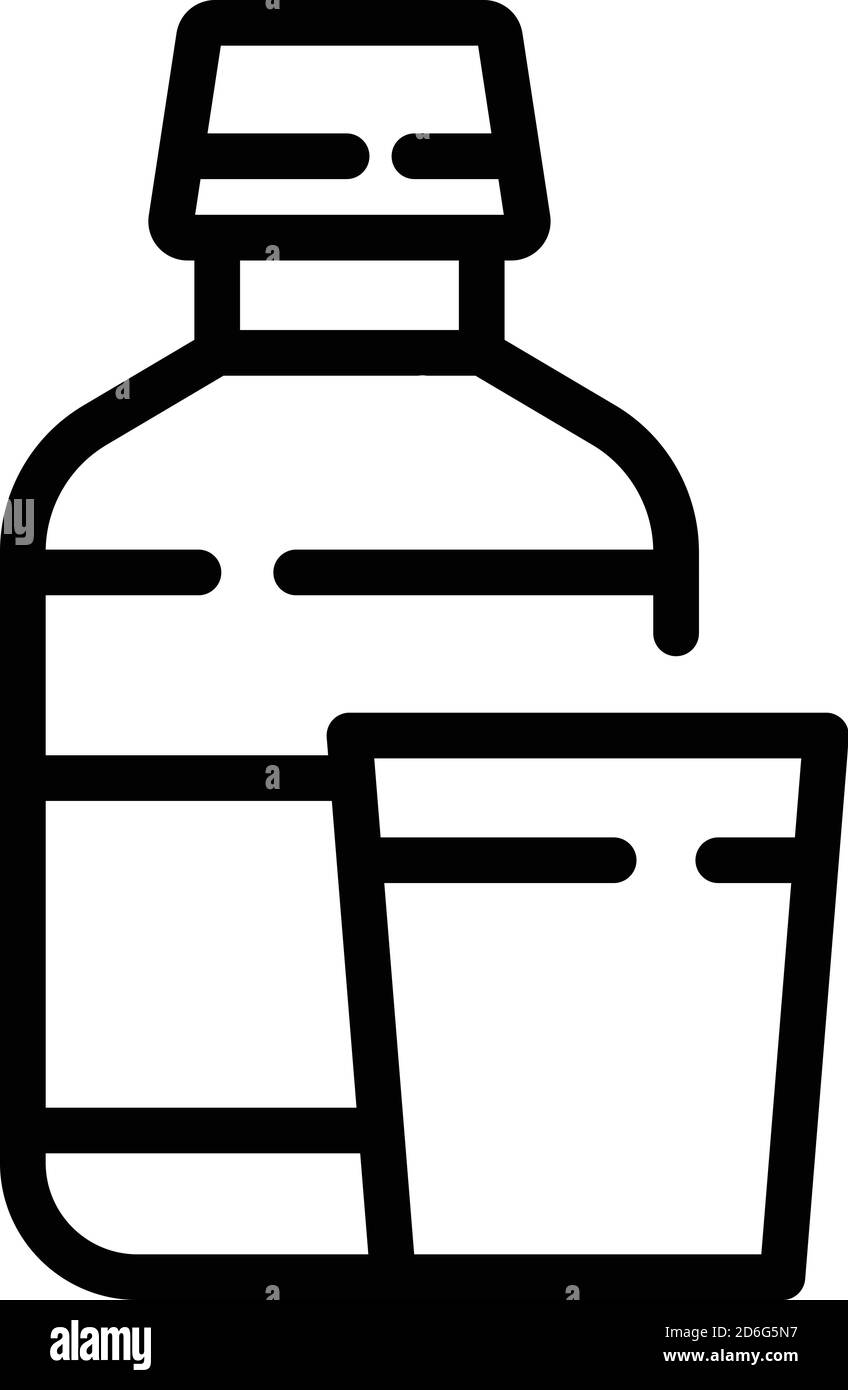 Mundwasser Flasche Glas Symbol, Umriss Stil Stock Vektor