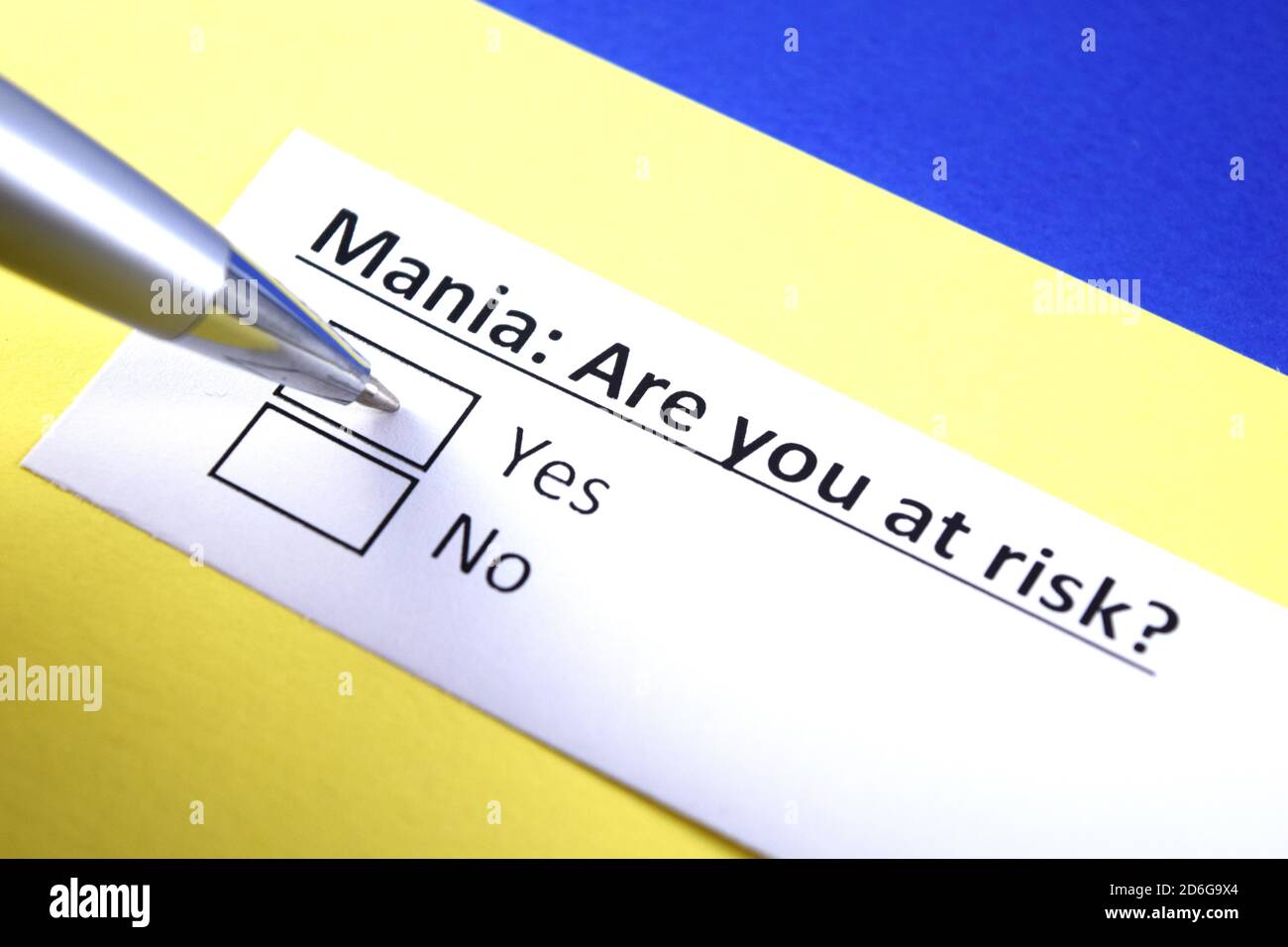 Mania: Sind Sie gefährdet? Ja oder Nein? Stockfoto