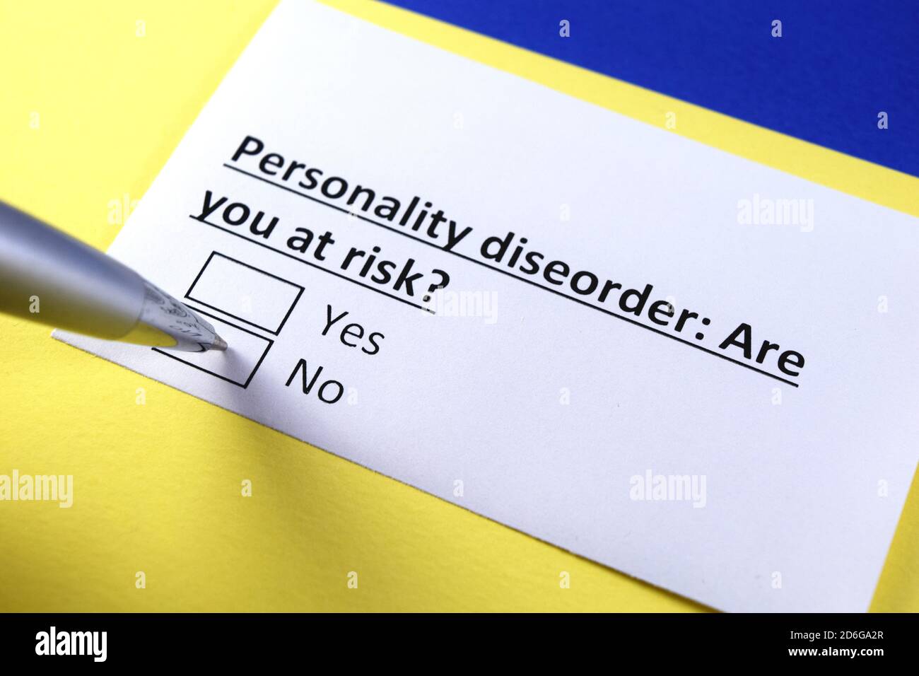Persönlichkeitsstörung: Sind Sie gefährdet? Ja oder Nein? Stockfoto