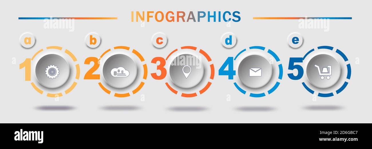 Vorlage für Business Infografik. Dünne Linie Design mit Zahlen 6 Optionen oder Schritte. Stock Vektor