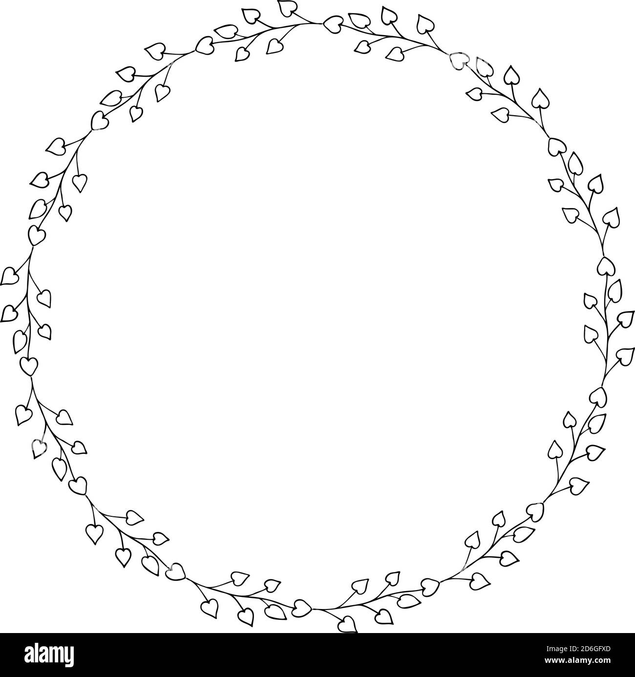 Botanischer Vektorrahmen. Blumenhintergrund. Hinterlässt einen handgezeichneten Rahmen. Zarte Blumenkranz Illustration. Linienzeichnung Vektor Zweige, Pflanzen, Kräuter. Blattlogo. Hochzeitseinladung. Stock Vektor