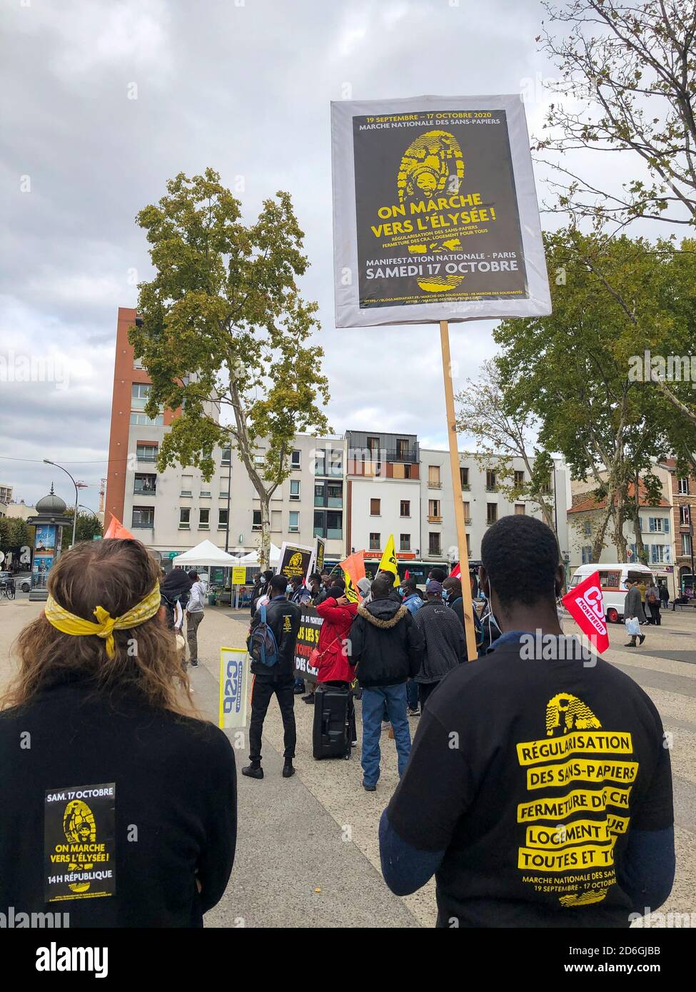 Montreuil, Frankreich, afrikanische Migranten, Sans Papiers, Protest für ihre Rechte, Internationale Einwanderer, illegale Ausländer, undokumentierte Menschen Stockfoto
