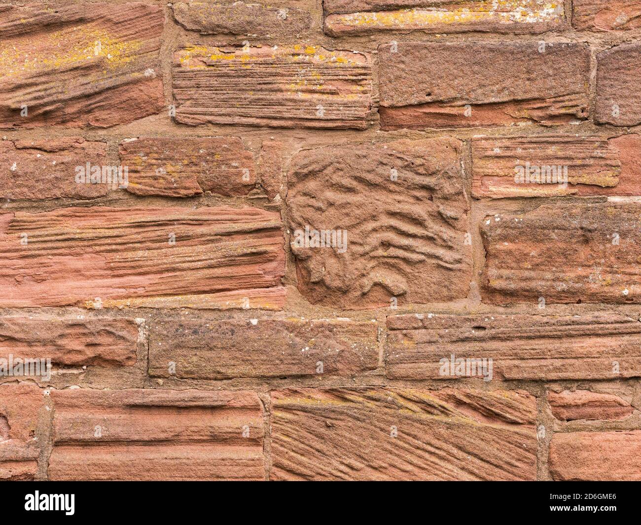 Rote Sandsteinmauer, Parkgate, Cheshire, England Stockfoto