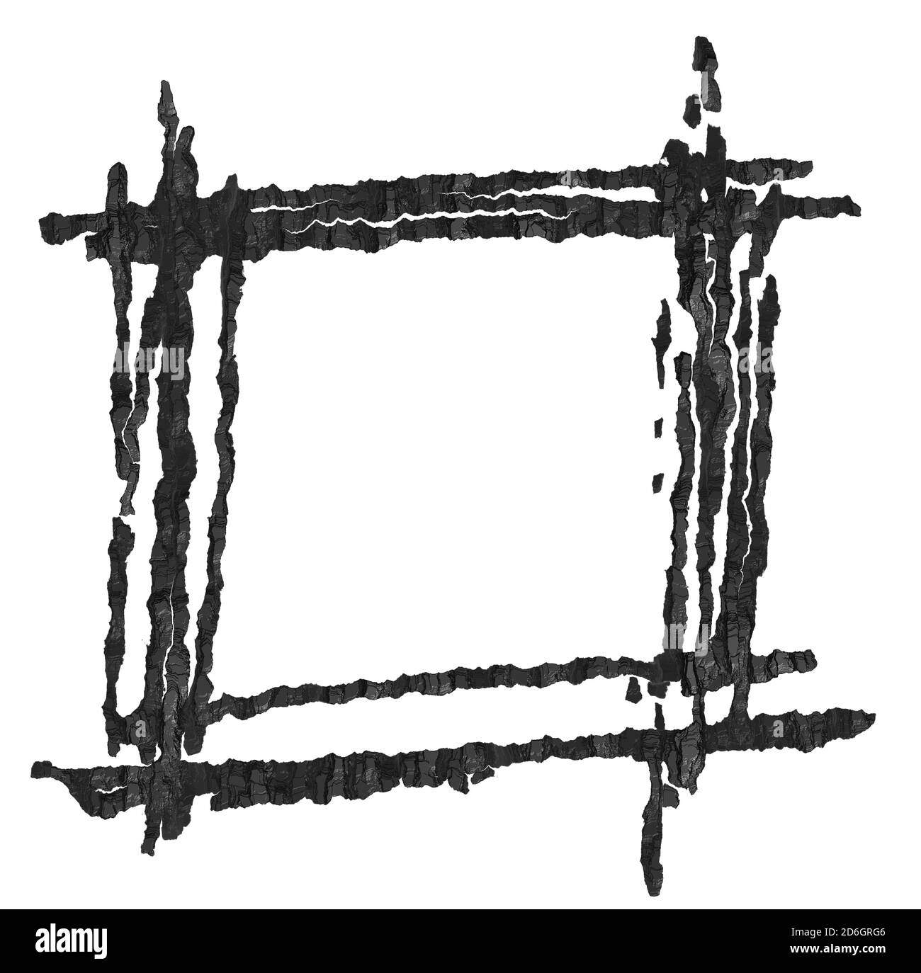 Quadratischer Rahmen handgezeichnete schwarze Rinde Stock Vektor