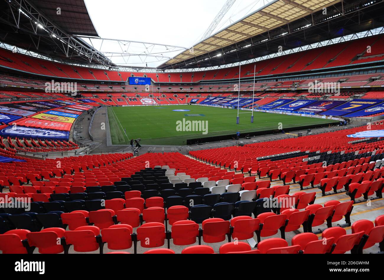 Ein Blick auf Wembley vor dem Coral Challenge Cup Finale. Stockfoto