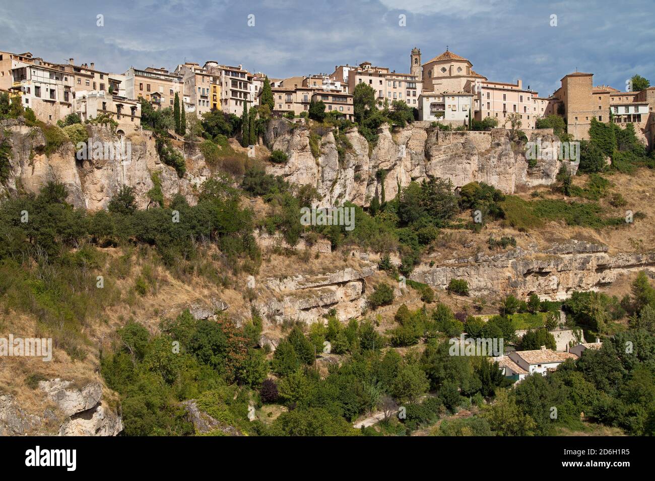 Sichel des Huecar und der Nachbarschaft von San Pedro in Cuenca, Spanien. Stockfoto