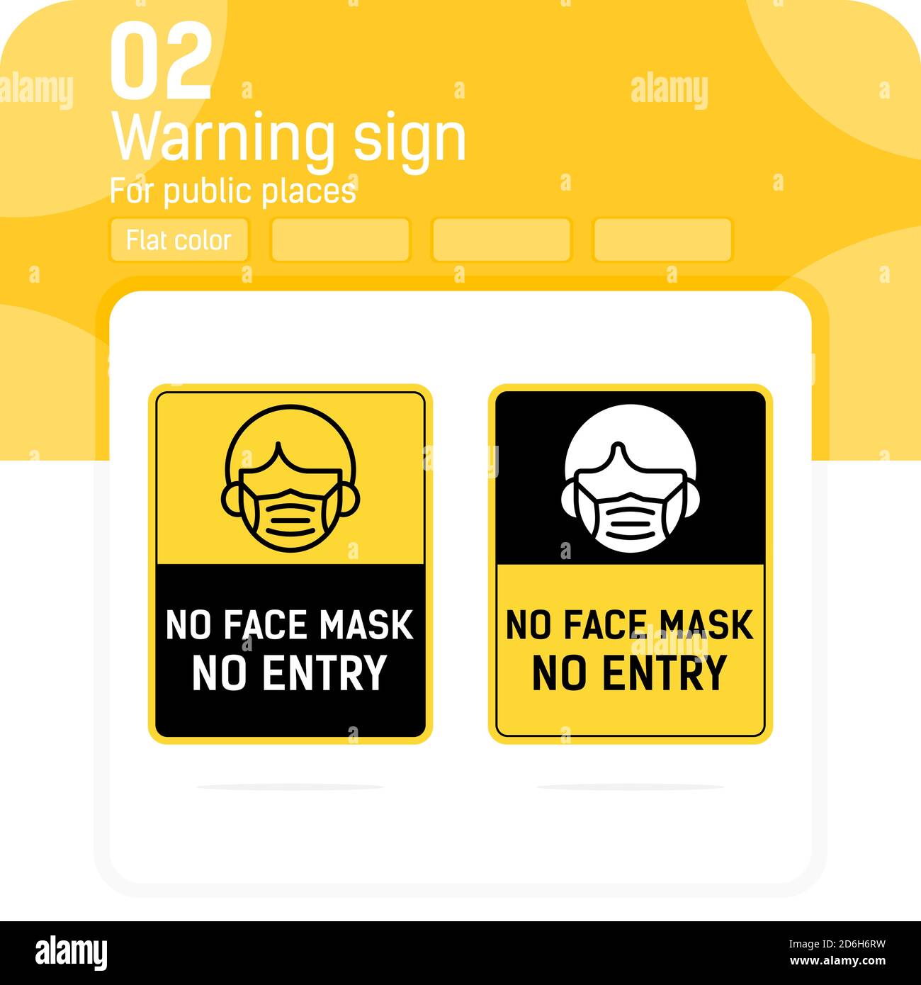 Keine Gesichtsmaske kein Eingabeschild mit flachem Stil isoliert auf weißem Hintergrund. Warnung oder Vorsicht covid-19 Zeichen. Vektor Symbol Icon Design für das Gesundheitswesen Stock Vektor