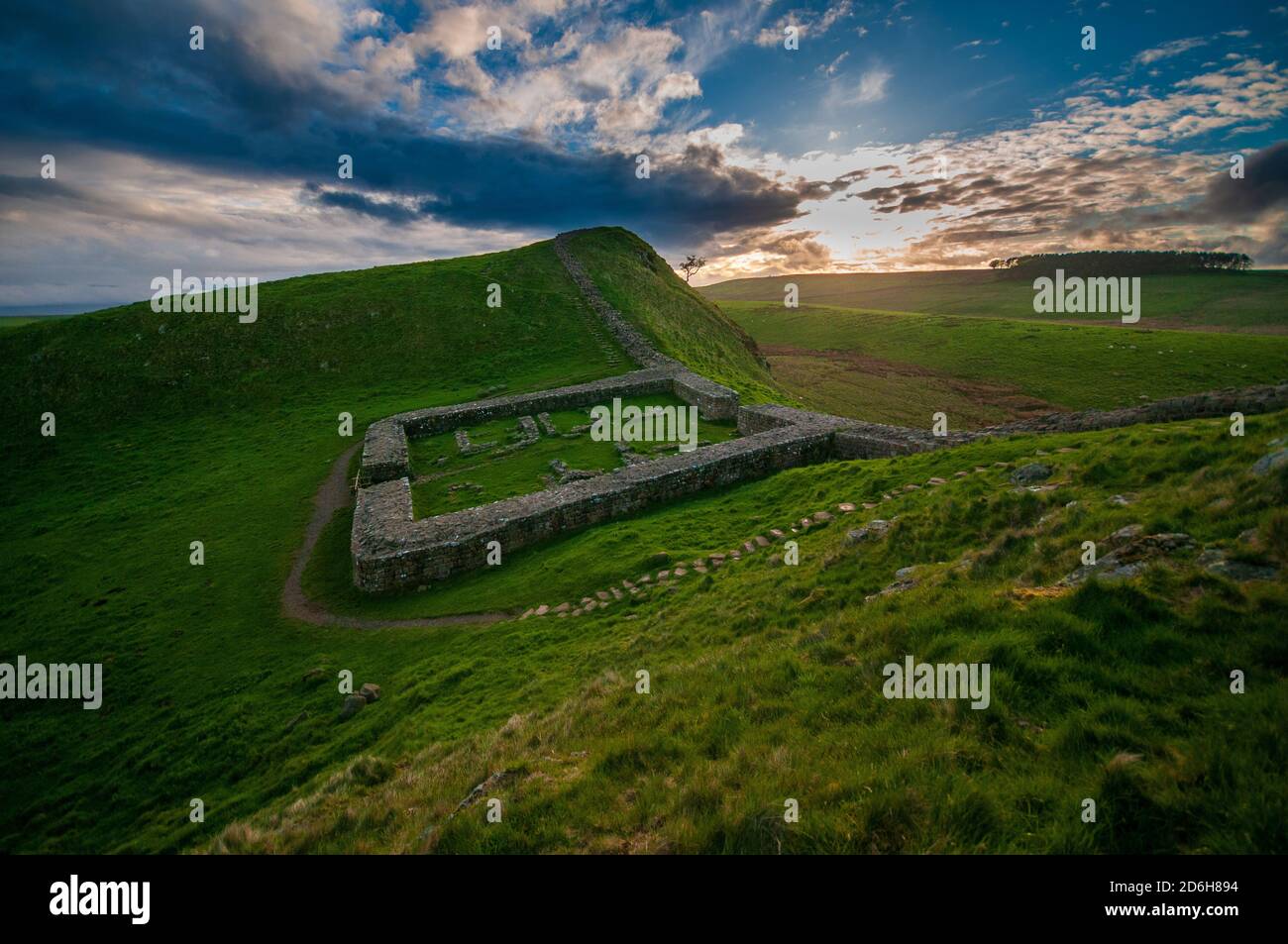 Hadrian's Wall, Mile Castle 39, Northumberland, England, Großbritannien Stockfoto