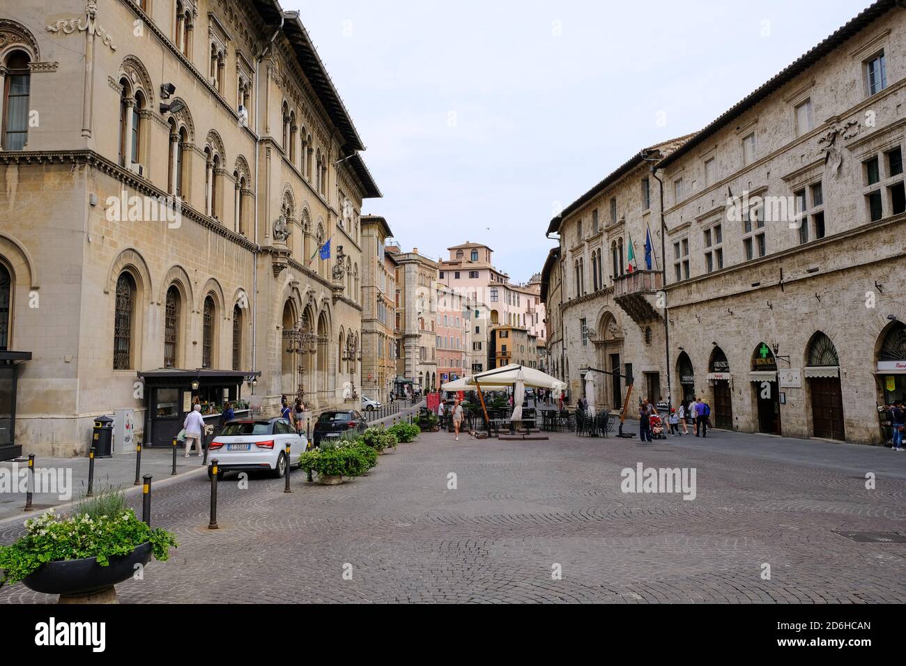 Perugia - August 2019: Corso Pietro Vannucci, Straße des Zentrums Stockfoto