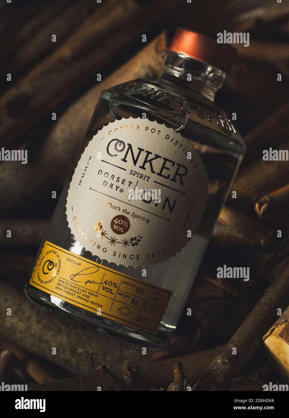 Conker Spirit Dorset Dry Gin Flasche Stockfoto