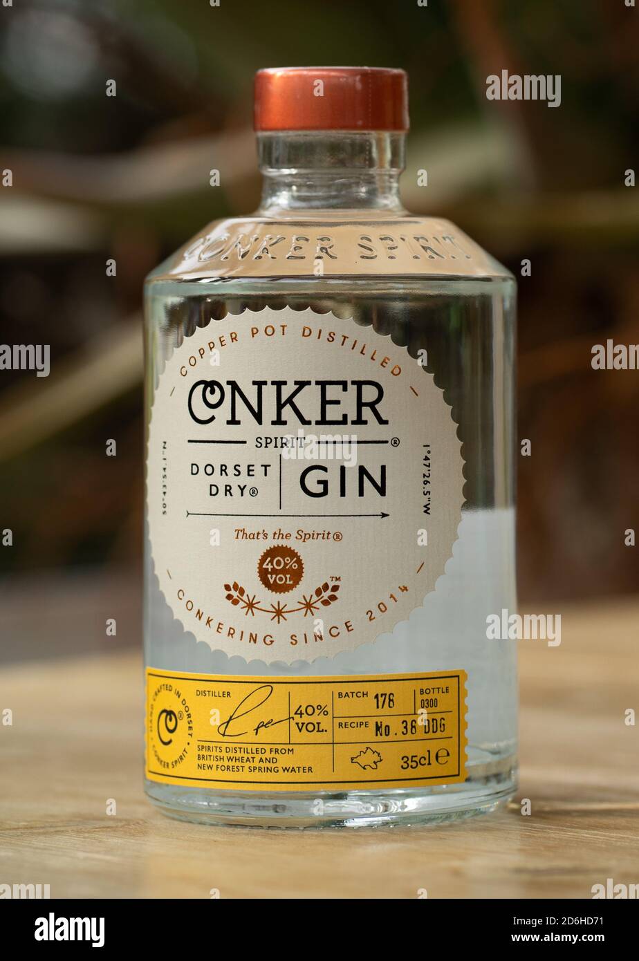 Conker Spirit Dorset Dry Gin Flasche Stockfoto