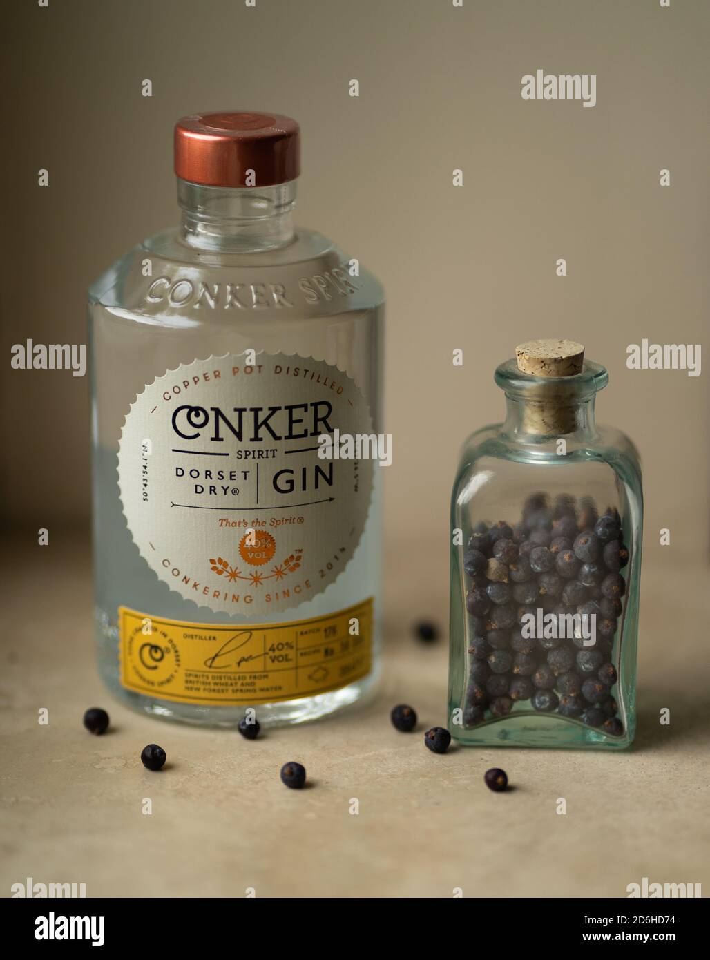 Conker Spirit Dorset Dry Gin Flasche Stockfoto