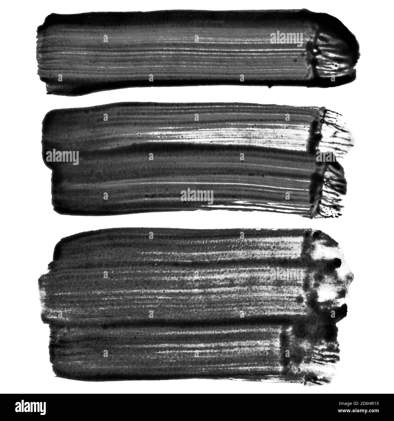 Satz von Schwarz Pinselstriche auf dem weißen Hintergrund isoliert Stockfoto