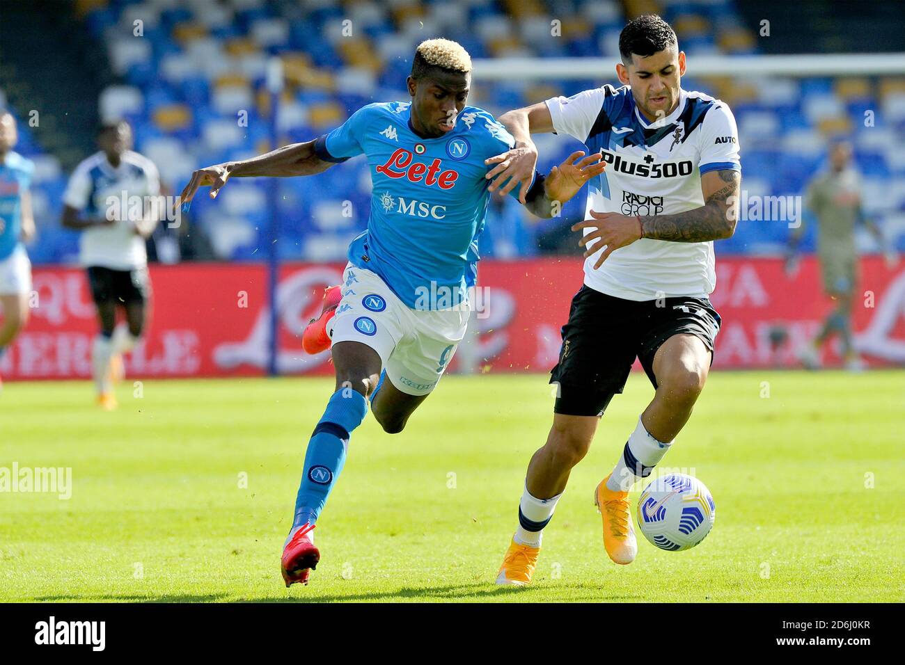 Neapel, Italien. Oktober 2020. Victor Osimhen Spieler von Neapel, während des Spiels der italienischen Fußball-Liga serieA zwischen Napoli gegen Atalanta Endergebnis 4-1, Spiel im San Paolo Stadion in Neapel gespielt. (Foto von Vincenzo Izzo/Sipa USA) Quelle: SIPA USA/Alamy Live News Stockfoto